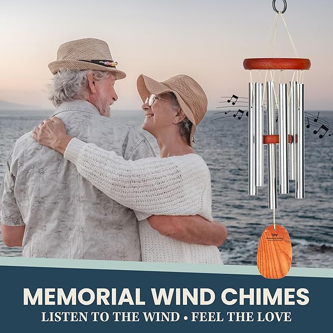 Woodstock Chimes Amazing Grace Wind Chime for Outside 16" Small Silver, Outdoor Decor for Patio, Porch, Garden, Memorial Gift for Loved Ones AGSS