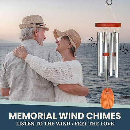 Woodstock Chimes Amazing Grace Wind Chime for Outside 16" Small Silver, Outdoor Decor for Patio, Porch, Garden, Memorial Gift for Loved Ones AGSS