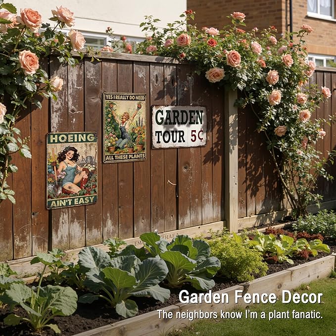 Funny Garden Signs Outdoor Garden Decor for Outside - Gardening Gifts for Women Plant Lovers Greenhouse Wall Decor, I Really Need All These Plants 12x8 Inch