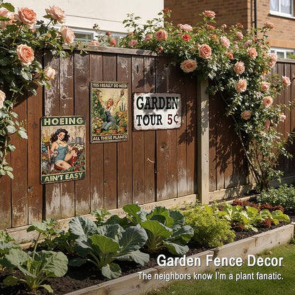 Funny Garden Signs Outdoor Garden Decor for Outside - Gardening Gifts for Women Plant Lovers Greenhouse Wall Decor, I Really Need All These Plants 12x8 Inch