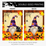 Fall Gnome Garden Flag Pumpkin Maple Leaf Garden Flags Seasonal Small Flag Double Sided Autumn Halloween Porch Patio Farmhouse Outdoor Decoration 12 x 18 Inch