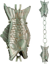 Good Directions 487V1-8 Fish Rain Chain 8-1/2 Feet Long, Large Wide Mouthed Fish, 100% Blue Verde Pure Copper