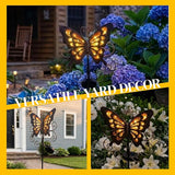 Butterfly Solar Lights for Outside, 36 inches Waterproof Metal Solar Pathway Lights, Large Solar Butterfly Lights Outdoor Garden Decor, Warm Amber LED Stake Lights Outdoor Yard