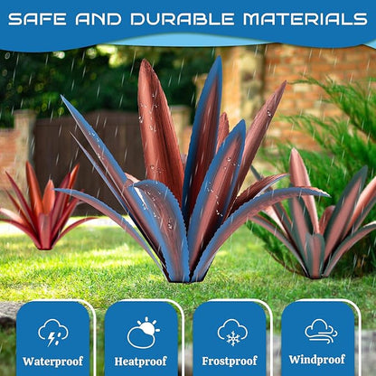 Large Tequila Rustic Sculpture, Rustic Metal Agave Plants for Outdoor Patio Yard Mexican Plant Garden， Agave Outdoor Lawn Ornaments Yard Stakes (Blue 1pc)