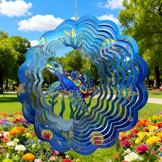 Colorful Wind Chimes Spinner Decorate Your Garden with This 12-inch Stainless Steel Wind Spinner Outdoor Clearance Metal 3D Hanging Decor Wind Sculptures for Lawn Yard Perfect Ornament Gift