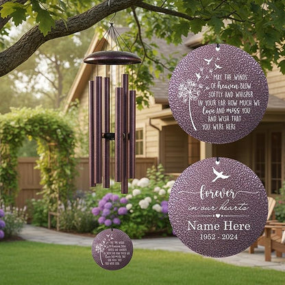 Memorial Wind Chimes for Loss of Lover One, Mom, Dad, Outside Deep Tone 30/36/45 inch Windchimes in Memory of a Loved One, Sympathy Gifts for Bereavement Produced in USA