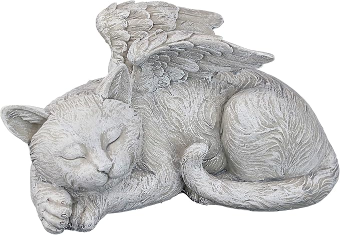 Design Toscano QL6080 Cat Angel Pet Memorial Grave Marker Tribute Statue, 10 Inches Wide, 5 Inches Deep, 5 Inches High, Antique Stone Finish