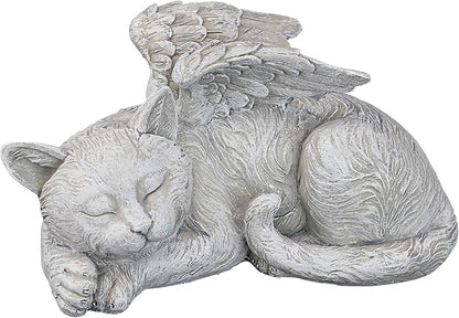 Design Toscano QL6080 Cat Angel Pet Memorial Grave Marker Tribute Statue, 10 Inches Wide, 5 Inches Deep, 5 Inches High, Antique Stone Finish