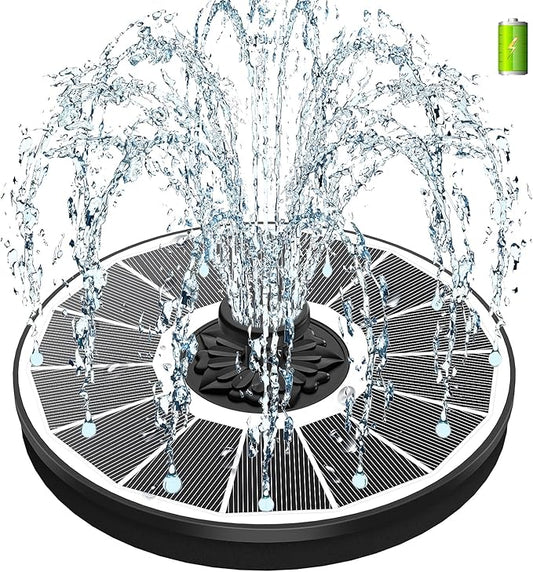 SZMP Solar Fountain, 3.5W Glass Panel, 2000mAh Battery, 4 Fixed Pipes, 7 Nozzles, White Solar Panel, for Garden Décor Bird Bath Swimming Pool