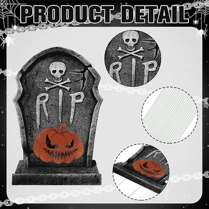 Soaoo 12 Pack 15" Halloween Graveyard Tombstone Yard Sign Halloween Decorations Outdoor Gravestone Headstone Decorations with Lawn Stakes Metal Stakes for Lawn Yard Outdoor Garden Haunted House Decor