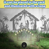 3Pack Lighted Metal Nativity Scene Garden Stake,Solar Christmas Decorations Outdoor,Silhouette Nativity Set Outside for Yard Decor