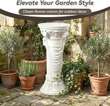 Outdoor Roman Column, MgO Stone-Look Garden Pedestal, Weather-Resistant Decorative Pillar for Porch, Patio, Yard, Wedding and Event Decor
