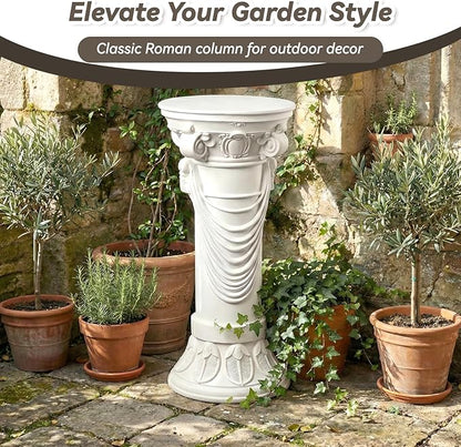 Outdoor Roman Column, MgO Stone-Look Garden Pedestal, Weather-Resistant Decorative Pillar for Porch, Patio, Yard, Wedding and Event Decor