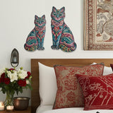 LIFFY Boho Cat Metal Wall Decor - Cute Hanging Meal Wall Art, Farmhouse Decor Meets Mid-Century Bohemian, Modern Decoration, Lovely Cat Gifts, for Women