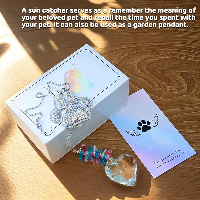 Dog Memorial Gifts - K9 Crystal Suncatcher with Durable Zinc Alloy - Pet Loss Sympathy Keepsake for Cats - Rainbow Bridge Remembrance Ornament for Home Garden Window