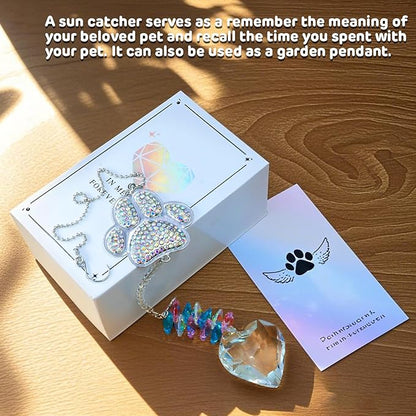 Dog Memorial Gifts - K9 Crystal Suncatcher with Durable Zinc Alloy - Pet Loss Sympathy Keepsake for Cats - Rainbow Bridge Remembrance Ornament for Home Garden Window