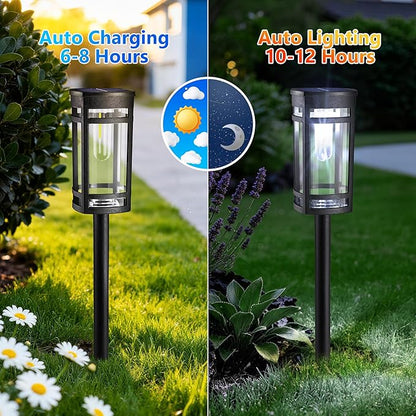 Jyoiat 6 Pack Outdoor Solar Pathway Lights - Solar Landscape Lights Outdoor Walkway Solar Garden Lights for Lawn, Path, Yard Decor (Cool White)