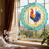 Stainless Steel 3D Chicken Wind Spinner Garden Yard Patio Porch Decor, Birthday Gifts for Women Mom Grandma, 12 Inch Hanging Rooster Wind Spinners Outdoor Chicken Coop Decoration