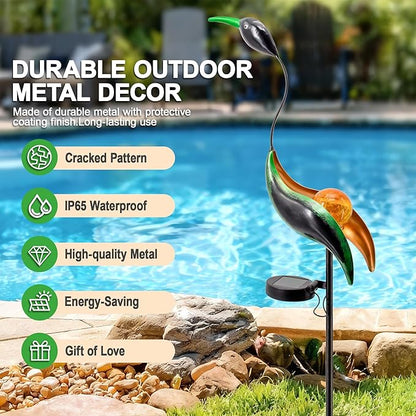 Solar Garden Statue Crane Yard Art Sculptures, Metal Heron Statues Outdoor for Patio Yard Lawn Porch Decorations, Garden Decor for Outside, House Warming Gifts - Mom Birthday Gifts