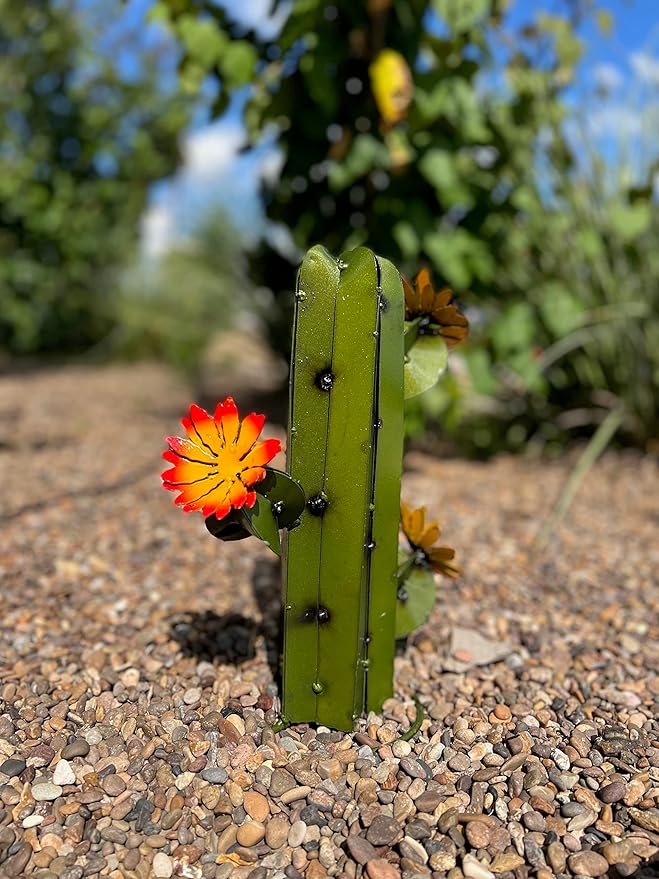 Mini Metal Saguaro - Garden Art (Olive)