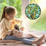 Stained Glass Suncatcher for Window, 7.9" Green Monstera Leaf Sun Catcher Hanging, Colorful Glass Panel Decor for Birthday, Christmas, Housewarming Gifts for Women & Men