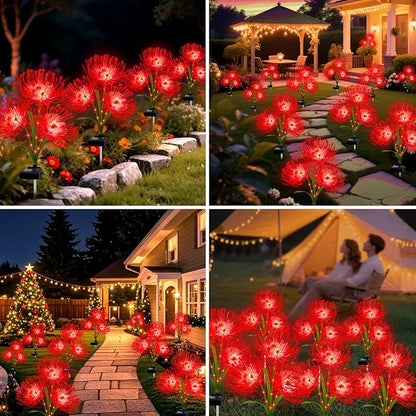 Solar Garden Flower Lights Outdoor, 8 Pack Red Spider Lily with Glowing Stems, Waterproof LED Yard Lawn Pathway Decor, Elegant Patio Garden Decoration, for Mom, Grandma, Women