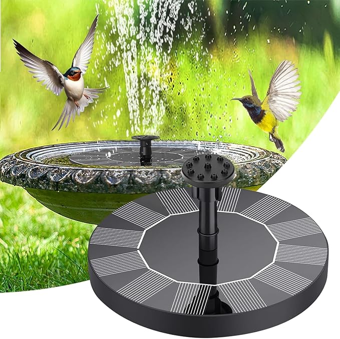 Joyday Solar Fountain, Bird Bath Fountain Pump with 8 Nozzles, Floating Solar Powered Water, Outdoor Freestanding DIY Submersible for Pond Pool Patio Garden Fish Tank, Aquarium Decor