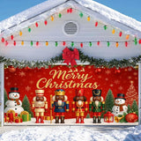 IVN Christmas Garage Door Banner 13x6ft Black Nutcracker Christmas Porch Banner Decorations Snowman Merry Christmas Garage Door Cover Decoration Home Door Front Yard Decor for Xmas Eve Holiday Outdoor