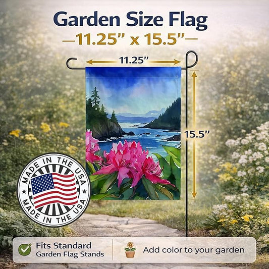 Caroline's Treasures Washington Coast Rhododendrons in Watercolor Garden Flag Mailbox Flag Decorative Yard Flag Banner Outside Patio Artwork Yard Flower Beds, Garden Size, Multicolor