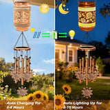 2 Pack Sunflower Solar Wind Chimes for Outside, Gifts for Mothers Day Mom Women Grandma Birthday Memorial Teacher, 32" Windchimes Outdoor Decor Hanging Solar Lantern for Garden Porch Patio Backyard