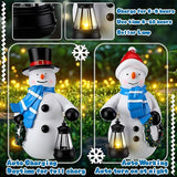 Suzile 2 Pack Solar Snowman Statue Winter Decoration 9.4 Inch Resin Garden Winter Statue with Lantern Lights Outside Snowman Figurine for Pathway Courtyard Lawn Patio Porch Indoor Home Decor