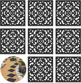 Pangda 8 Pcs Rubber Stepping Stones Outdoor Garden Walkway, 12 x 12 Inch Heavy Duty Pathway Pavers Retro Decorative Stepping Stones for Outside Landscaping Yard Lawn Path(Black,Cross Square)