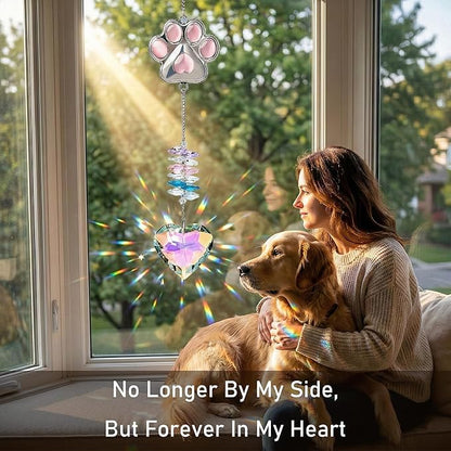 Gemstone Paw Crystal Suncatcher – Pet Memorial Gift for Loss of Dog, Sympathy Remembrance, Dogs & Cats Bereavement Keepsake
