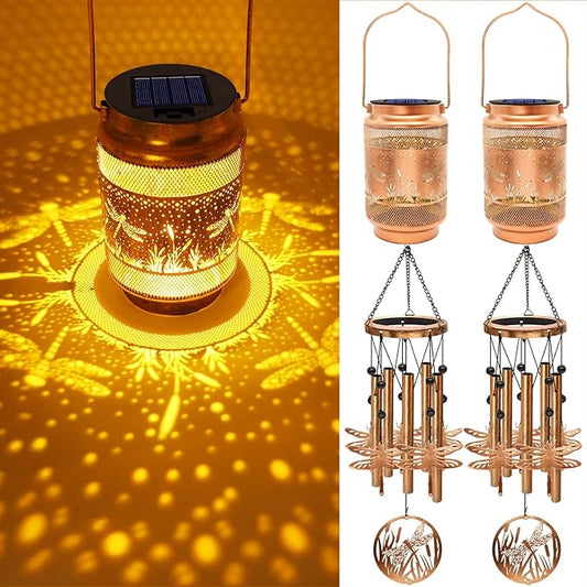 2 Pack Dragonfly Solar Wind Chimes for Outside, Gifts for Mothers Day Mom Women Grandma Birthday Memorial Teacher, 32" Windchimes Outdoor Decor Hanging Solar Lantern for Garden Porch Patio Backyard
