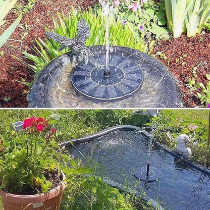 Bluelans Solar Bird Bath Fountain Pump, 5.1" Solar Powered Water Fountain Pump with 6 Nozzles, Black