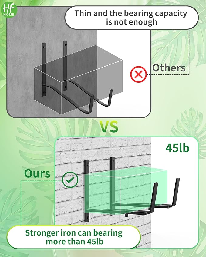 HFHOME 4 PCS Adjustable Planter Box Brackets (6 to 12.5 in), Universal Window Box Brackets, Heavy Duty Metal Flower Box Wall Mounting Hooks for Balcony, Fences, Patio, and Garden - Black