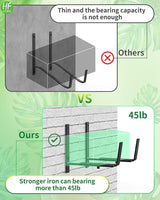 HFHOME 2 PCS Adjustable Planter Box Brackets (6 to 12.5 in), Universal Window Box Brackets, Heavy Duty Metal Flower Box Wall Mounting Hooks for Balcony, Fences, Patio, and Garden - Black