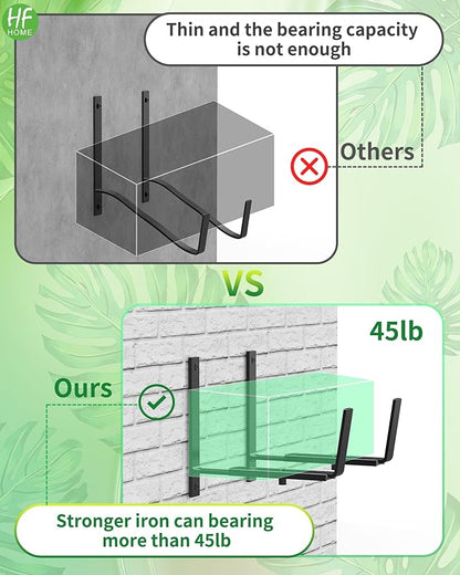 HFHOME 2 PCS Adjustable Planter Box Brackets (6 to 12.5 in), Universal Window Box Brackets, Heavy Duty Metal Flower Box Wall Mounting Hooks for Balcony, Fences, Patio, and Garden - Black