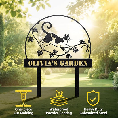 Startop Custom Metal Garden Sign with Stake: Personalized Outdoor Garden Decor - Durable Weatherproof Laser Cut Steel Yard Sign - Rustic Farmhouse Family Name Art for Lawn Patio Balcony & Farm A002