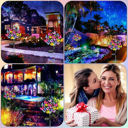 WEITEXS Solar Garden Lights Outdoor Waterproof Solar Lights 2 Pack with New Upgraded 72 LED 34 Butterfly Outdoor Solar Lights for Yard Outside Garden Pathway Decor Gifts for Womens Mother's Day