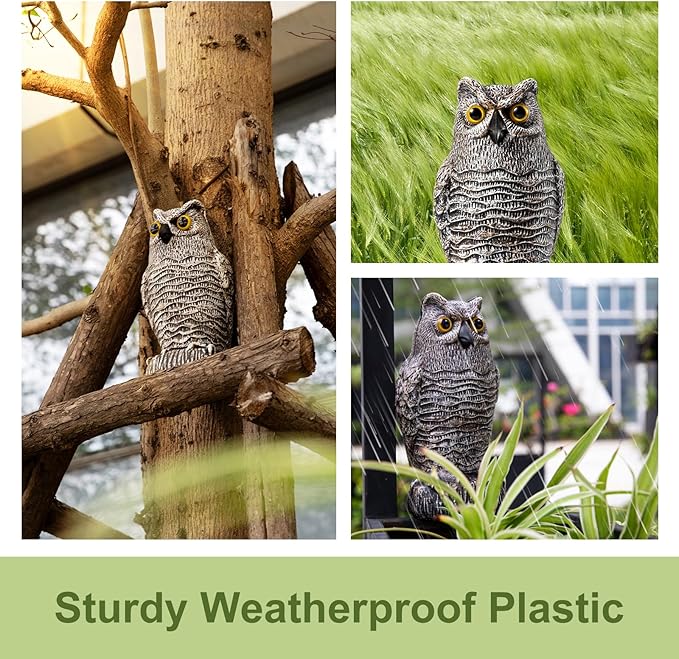 OFFO Owl Statue, Plastic Owls Scarecrow for Halloween Decorations Outdoor Garden, Yard, Pool Decoration, 8.3 in Height, Brown