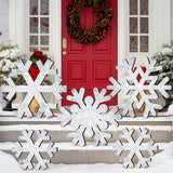 Yuntau 5 Pcs Large Winter Rustic Wooden Snowflake Decorations - Christmas Snowflakes Porch Standing Xmas Yard Signs for Front Door Garden Yard Patio