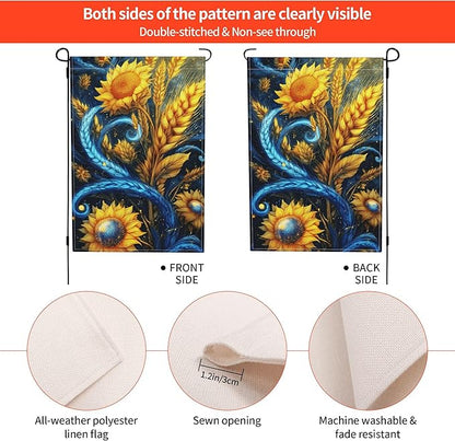 Wheat Ears Sunflower Garden Flag Seasonal Double Sided 12 x 18 Inch Small Yard Flag for Indoor Outdoor Decor Holiday All Seasons