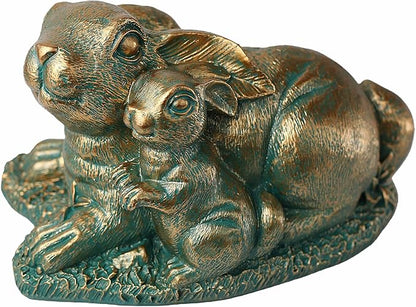 Rabbit Garden Outdoor Statue Resin Easter Bunny Statues for Home, Living Room Decoration, Garden Decor,Verdigris Gold