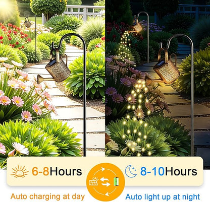 2 Pack Solar Watering Can Lights, Solar Lights Outdoor Decorative, Small Hanging Lantern Landscape Light Waterproof, Outside Garden Decor for Yard Lawn Patio, Gifts for Mom Women Birthday Mother's Day
