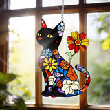 Cat Stained Glass Suncatcher Window, Hanging Sun Catchers Indoor Window, Cat Lover Suncatcher for Mom/Women