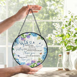 Sisters Gifts, Sister Flower Suncatchers Stained Glass Window Hanging, Sisters Gifts for Christmas Sun Catchers Indoor Window Glass Round Wall Decor, 7.9x7.9in