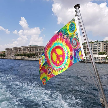 Tie Dye Peace Flag 2x3 Ft Outdoor Indoor With Grommet Rainbow Color Hippie Flag Garden Yard Banner Decorative Sign