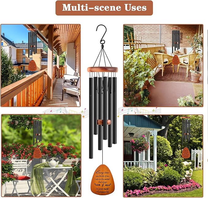 Soopau Sympathy Wind Chimes, Memorial Wind Chimes for Loss of Loved One, Sympathy/Memorial/Bereavement/Condolence Funeral Gifts in Memory of a Loved One Mother Father, 30" Wooden