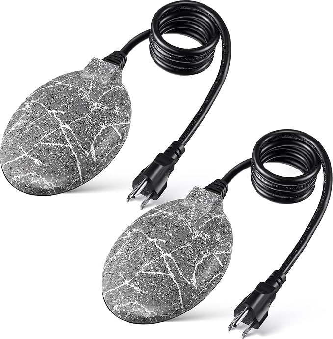2 Pack Upgrade Bird Bath Heater for Outdoors in Winter, Pond Deicer 60 Watts Birdbath Deicer Water Heater Thermostatically Controlled with Auto Shut off Function for Patio Lawn (Frosted Gray)
